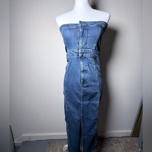 Good American Denim Tube Midi Dress NWT Strapless Blue Jean Dress Size S